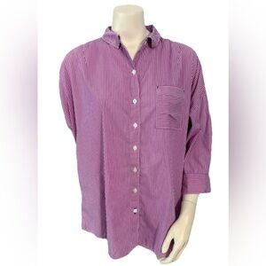 Tommy Bahama Pink Purple Striped Button Up Shirt Women’s Size L Cotton Blend